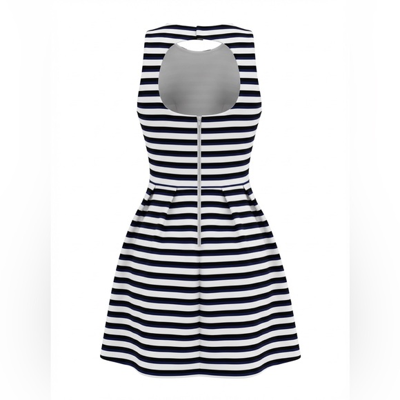 Felicity & Coco Navy and White Striped Midi Dress - Picture 2 of 4